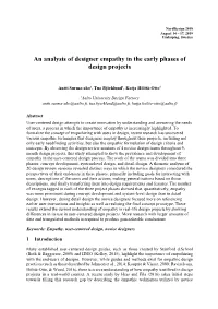 An Analysis of Designer Empathy in the Early Phases of Design Projects