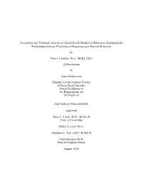 Assessment and Treatment Analysis of Automatically Reinforced Behaviors: Examining the Relationship Between Physiological Responses and Aberrant Behaviors