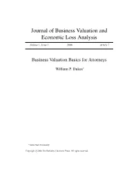 Business Valuation Basics for Attorneys