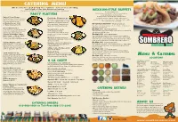 Catering Menu Menu & Catering