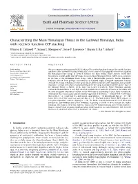 Characterizing the Main Himalayan Thrust in the Garhwal Himalaya, India with Receiver Function CCP Stacking