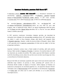 Quantum Mechanics Quantum Field Theory(QFT)