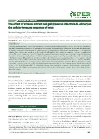 The Effect of Ethanol Extract Oak Gall (Quercus Infectoria G. Olivier) on the Cellular Immune Response of Mice