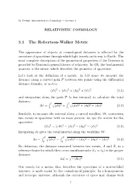3.1 the Robertson-Walker Metric