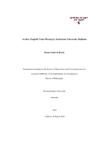 Arabic–English Code-Mixing by Jordanian University Students