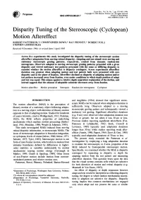 Disparity Tuning of the Stereoscopic