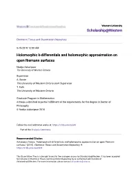 Holomorphic K-Differentials and Holomorphic Approximation on Open Riemann Surfaces