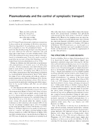 Plasmodesmata and the Control of Symplastic Transport