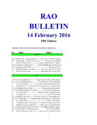RAO BULLETIN 14 February 2016 PDF Edition