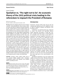 Spoliation Vs. 'The Right Not to Lie': an Economic Theory of the 2012