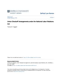 Union Checkoff Arrangements Under the National Labor Relations Act