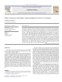 Why Community Ownership? Understanding Land Reform in Scotland