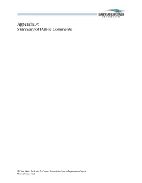 Appendix A: Summary of Public Comments