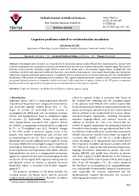 Cognitive Problems Related to Vertebrobasilar Circulation