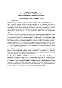 Department of Space Indian Space Research Organisation Right to Information - (Suo-Motu Disclosure)