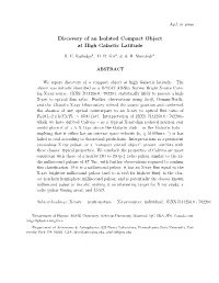 Discovery of an Isolated Compact Object at High Galactic Latitude