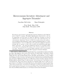 Microeconomic Inventory Adjustment and Aggregate Dynamics¤