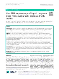 Microrna Expression Profiling of Peripheral Blood Mononuclear Cells Associated with Syphilis