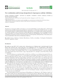 New Combinations and Lectotype Designations in Asparagaceae Subfam