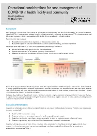 Operational Considerations for Case Management of COVID-19 in Health Facility and Community Interim Guidance 19 March 2020
