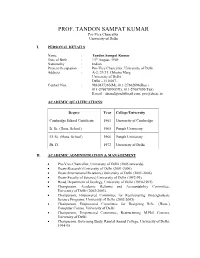 PROF. TANDON SAMPAT KUMAR Pro-Vice Chancellor University of Delhi