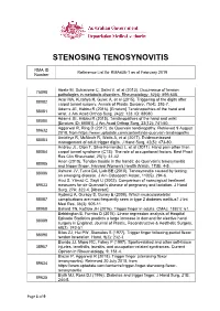 Reference List Concerning De Quervain Tenosynovitis
