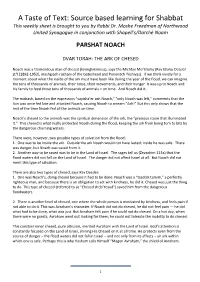 A Taste of Text: Source Based Learning for Shabbat This Weekly Sheet Is Brought to You by Rabbi Dr