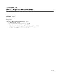 Appendix 4.1. Major E-Cigarette Manufacturers