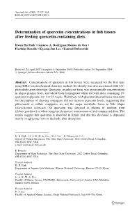 Determination of Quercetin Concentrations in Fish Tissues After Feeding Quercetin-Containing Diets