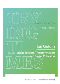 Globalisation, Transformation and Social Cohesion,” He Discussed the Effects of Globalization and Its Potential in Shaping the Future
