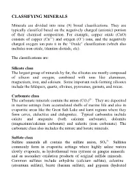 Mineral Classifications-No Links