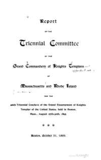 Report of the Triennial Committee for the 26Th Triennial Conclave of The