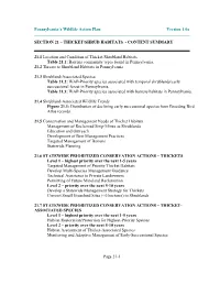 Section 21 – Thicket/Shrub Habitats - Content Summary
