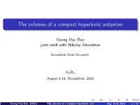 The Volumes of a Compact Hyperbolic Antiprism