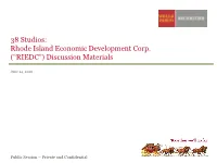 38 Studios: Rhode Island Economic Development Corp