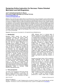 Designing Online Instruction for Success: Future Oriented Motivation and Self-Regulation