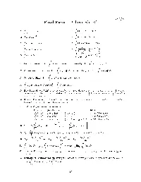 Final Exam: Cheat Sheet"