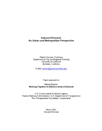 Induced Demand: an Urban and Metropolitan Perspective