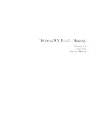 Memon/80 Users Manual