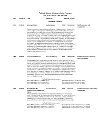 Political Science Undergraduate Program Fall 2018 Course Descriptions
