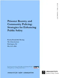 Prisoner Reentry and Community Policing: Strategies for Enhancing Public Safety