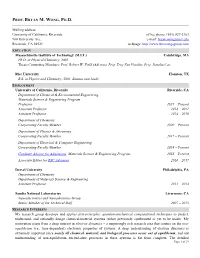 PROF. BRYAN M. WONG, PH.D. Mailing Address