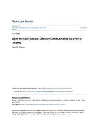 When the Court Speaks: Effective Communication As a Part of Judging