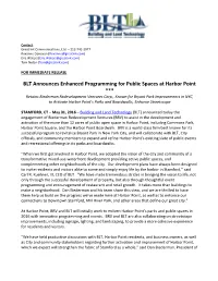 BLT Announces Enhanced Programming for Public Spaces At