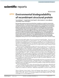 Environmental Biodegradability of Recombinant Structural Protein