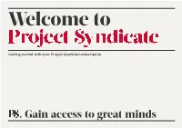 Project Syndicate Subscription