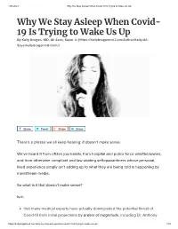 Why We Stay Asleep When Covid-19 Is Trying to Wake Us Up