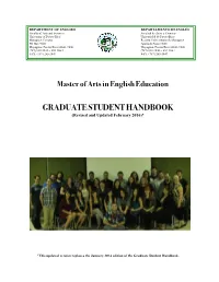 GRADUATE STUDENT HANDBOOK (Revised and Updated February 2016)*