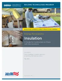 Insulation a Guide for Contractors to Share with Homeowners