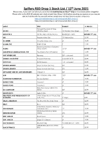 Spillers RSD Drop 1 Stock List / 12Th June 2021